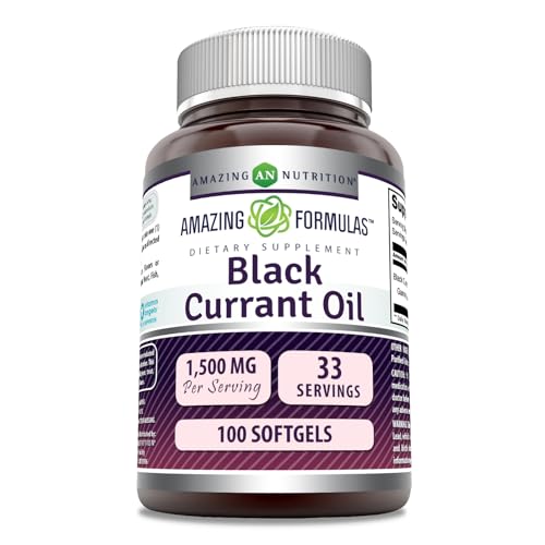 Amazing Formulas Black Currant Oil 1500 Mg Per Serving | Softgels | with GLA (Gamma-Linolenic Acid) | Non-GMO | Gluten Free (1 Pack 100 Count)