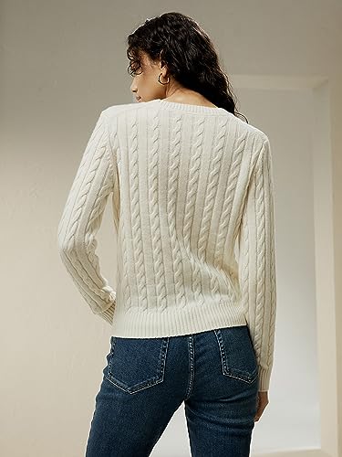 LilySilk Wool Cashmere Sweater for Women Basic Classic Ladies' Pullover Preppy Style Ribbed Cable Knit Fall Winter Top3