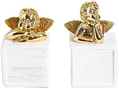 WLL-DP Heavy Books Angel Look Book Ends, Office School Shelves Home Decorative Bookends, Bookend Supports Book Stoppers, 1 Pair,Gold