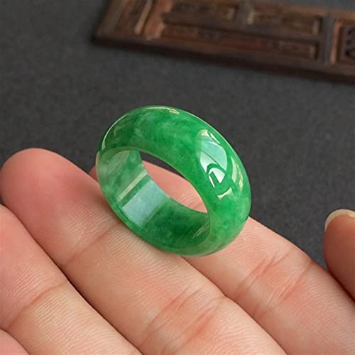 Anneau de jade vert émeraude aux reflets de fleurs flottantes