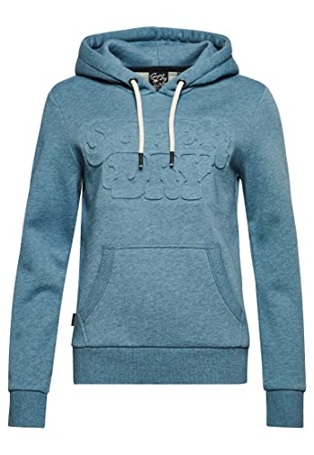 Superdry Damen Vintage Cooper Hoodie mit Prägung Blaugrau Meliert 42