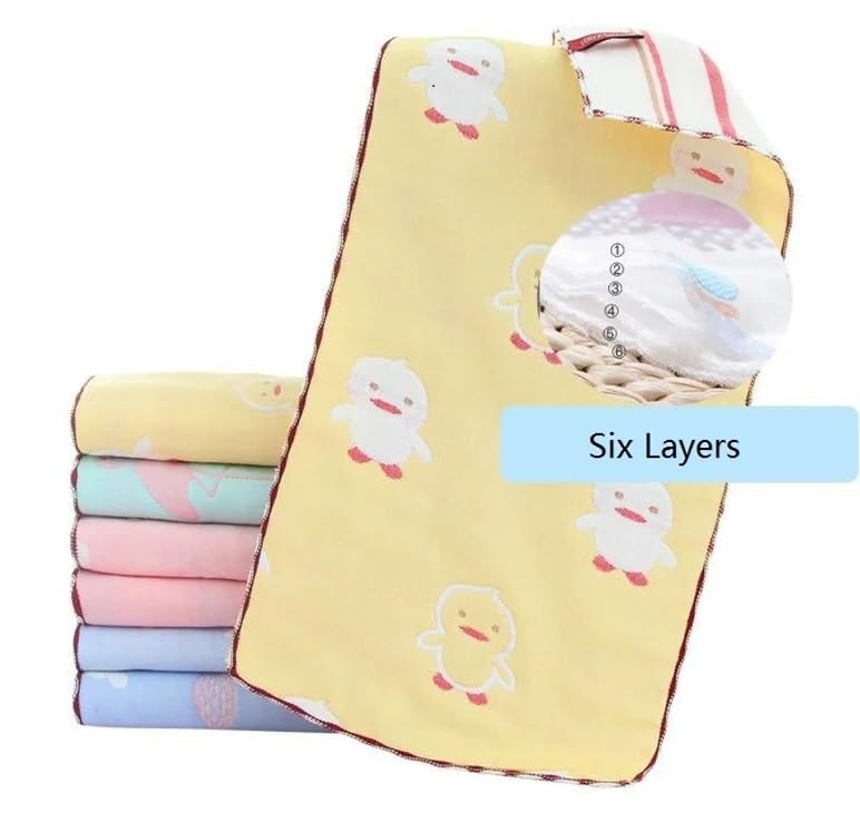 Image of Little Boo Muslin 6 Layer Cotton Face Towels for Newborn Baby Extra Soft Hankies Reusable Napkins for Infants Toddlers /Kids (Pack of 5). Multicolor
