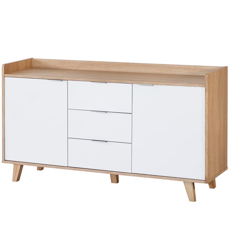 TOPKIT | Aparador 2 Puertas y 3 cajones 2170| Armario Aparador | Aparador de Comedor | Roble Blanco