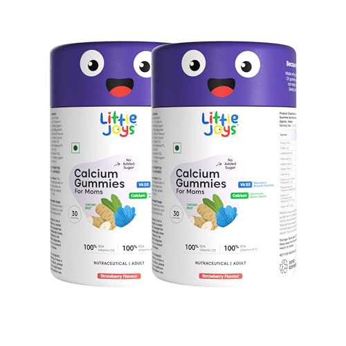 Image of Little Joys Calcium and Vitamin D3 Gummies for Women | Plant-based Vitamin B12 & Prebiotic Fiber | 400mg Calcium /Gummy| Supports Bone Strength,Joint & Muscle Health |Gut-Friendly Formula | No Added Sugar | 60 Day Pack