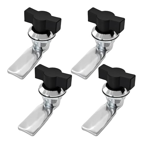 AUXBC 4PCS Black Thumb Operated Offset Cam Lock, T-Handle Swing Knob Turn Latch, Keyless Locking Device for Machine Cabinet, Drawer, Electrical Panel Door