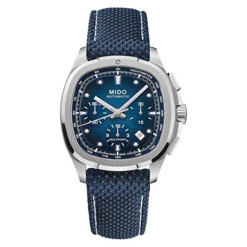 Image of MIDO Multifort TV Chronograph - Swiss Automatic Watch for Men - 41.2 x 42mm Case - Stainless Steel Bracelet Plus Additional Strap