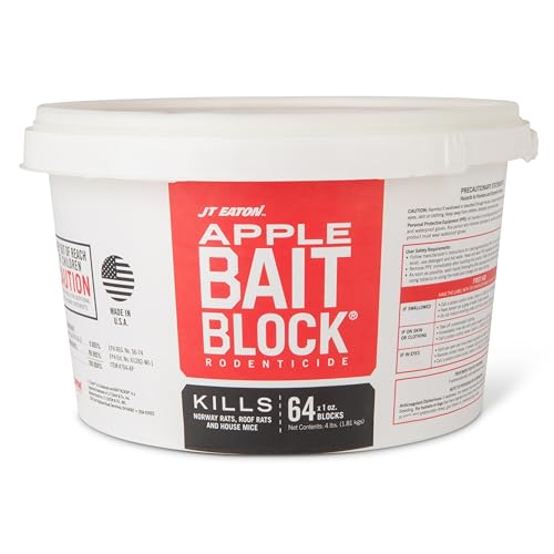 Bait Block Apple Flavor Rodenticide – 4 lb. Pail – Effective Rodent Control Bait Blocks –...