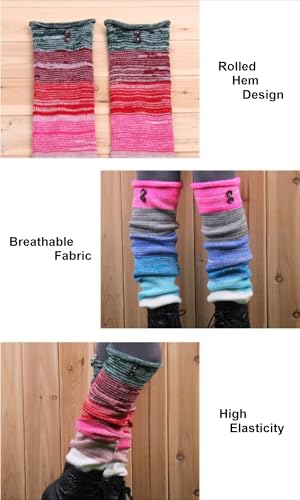 Knitted Leg Warmers for Women Boho Warm Long Leg Sleeve Fashion Rainbow Leg Warmer4