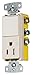 Hubbell Wiring Systems RCD308LATR tradeSELECT Three Way Combination Quiet Rocker Switch with 2 Pole Wire Receptacle, Tamper-Resistant, 15A, 120-277V, Light Almond