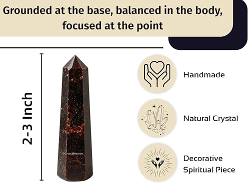 Image of Crystal Heaven Certified Garnet Crystal Tower Obelisk Point For Chakra, Healing And Balancing - Aaa Grade Original Certified Gemstone Agate For Reiki Meditation Yoga Spiritual (2-3 Inches)