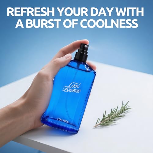 Image of Men's Cologne Cool Breeze Original Natural Spray Eau De Toilette,Long-Lasting Scent Perfume for Men Elegant Bottle - Great Holiday Gift, 3.4 Fl Oz /100 Ml
