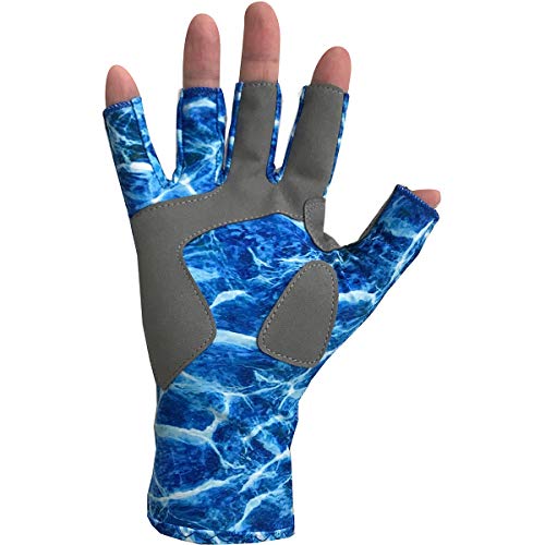 Glacier Glove Islamorada Fingerless Sun Gloves - Medium - Blue Water Camo #TOP1