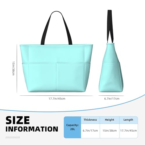 Large Beach Bags Water-resistant Sandproof - light-aqua Cute Beach Tote Bags for Women with Zipper2