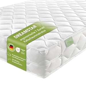 DREAMSTAR Ergo Flex Duo 90x200cm I ergonomische 7-Zonen Kaltschaummatratze I Öko-TEX® | H2 & H3 | Hypoallergen & Antibakteriell | 16 cm hoch 90 x 200 cm