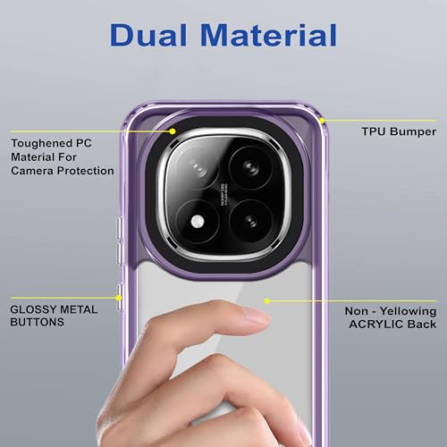 Image of Zapcase Back Case Cover for Mi Redmi Note 14 Pro Plus 5G | Compatible for Mi Redmi Note 14 Pro Plus 5G Back Cover | Case Cover with Camera Protection | (TPU + PC | Translucent Purple)