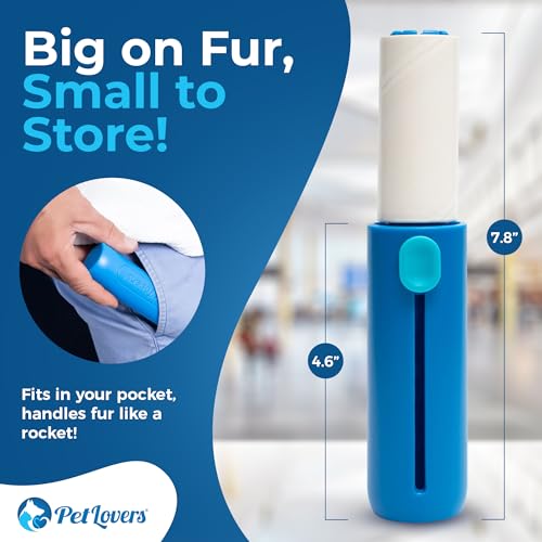 image for PetLovers Mini Lint Roller Travel Size 50 Sheets – Compact pet Hair 