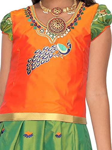 Image of kaatru Thana Silk Girls Pavadai Set (D62) - Lehenga Choli (Prince Size Chart)