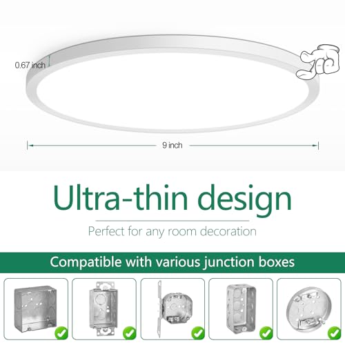 Image of Brightever 9 Inch Flush Mount LED Ceiling Light Fixture, Dimmable, 1800LM