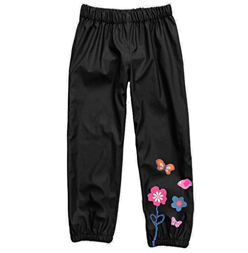 Wennikids Baby Girl Kid Waterproof Floral Outwear Raincoat Pant Medium Black
