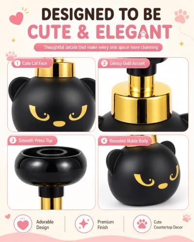 Cat Paw Foam Soap Dispenser Cute Black Kitty Print Foaming Soap Dispenser - 2