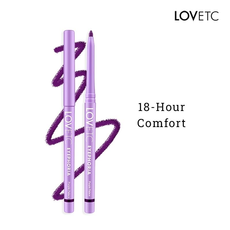 Image of Eyephoria Retractable Kajal For Women | Water & Smudge-Proof | Fade Resistant | Intense Payoff | 18-Hr Longwear | Non-Irritating | Dermat & Opthalmologically Tested | Purple Palace | 0.35g