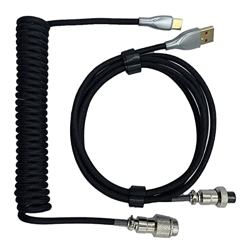 Julihai Kabel Mechanicznej Klawiatury do Gier Trwały, Zwijany, Zwijany Przewód dla Graczy i Entuzjastów (Wszystko czarne)