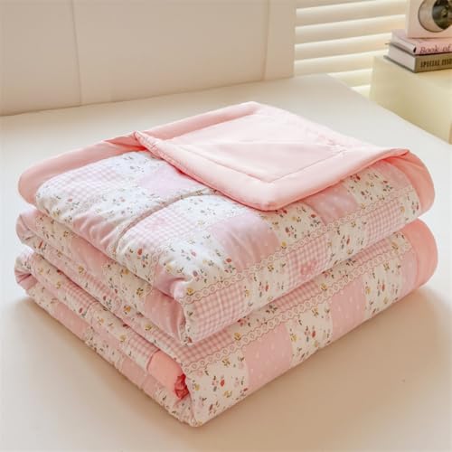 DOTBUY-SHOP Colcha Boutí, Flores Verano Cubrecama Suave Ligero y Transpirable, Cubre Cama Multiusos para Primavera y Verano, Colchas para Cama 90/120/150/180 (Rosa Claro,150x200)