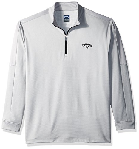 Callaway Men's Big and Tall Big & Tall Opti-Therm Long Sleeve Waffle-Fleeced 1/4 Zip Midlayer Jacket, Highrise Heather, XLT