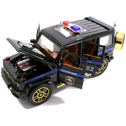 Image of New 1:24 G Wagon Police Jeep Diecast Alloy Metal Pull Back Car with Openable Doors Music Sound and Light Vehicle Toy Car for Kids Boys (White)