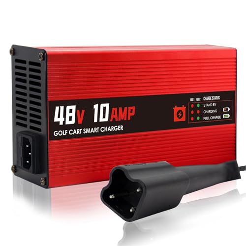 48 Volt Golf Cart Battery Charger for Yamaha G29 Drive & Drive 2 Golf Carts,10 Amp Lead-Acid Battery Smart Charger with 3-Pin Leaf Plug