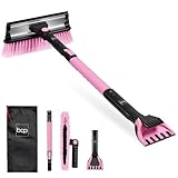 Best Choice Products Snow Brush with Squeegee & Ice Scraper, Up to 39' Extendable Foam Grip, 270° Pivoting Snow Brush for Car Truck SUV, Storage Bag Included - Pink