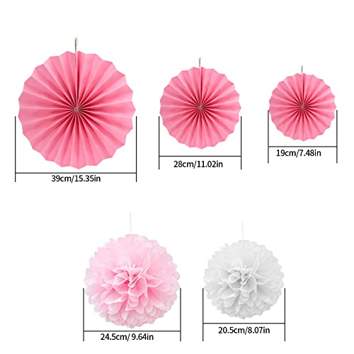 Miniatura 2 de 14 Piezas Pompones De Papel De Seda, Rosa Decoraciones Fiesta De Papel, Bolas De Pompones Para Colgar En Papel De Flores, Abanicos Bola De Pom Poms Para Fiestas, Bodas, Cumpleaños, Navidad
