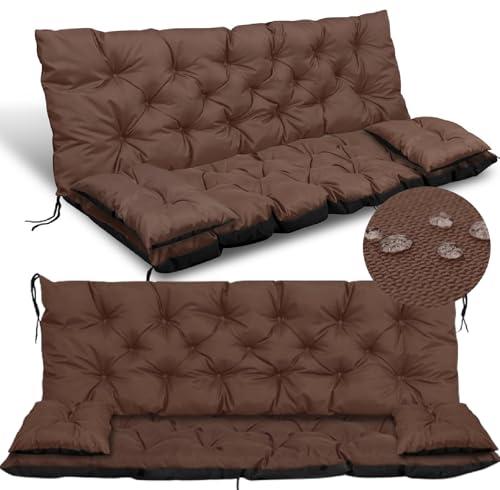 GARDEN KING ROYAL REST Gartenkissen-Set großes Kissen 120 x 60 x 50 cm 2 kleinere Kissen Sitzpolster Gartenbank und Schaukel Gesteppt Wasserfest