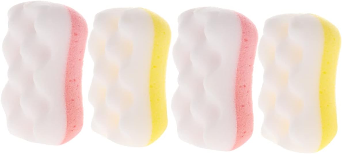 4Pcs Bath Sponge Scrubbers for Shower, Skin-Friendly Exfoliating Massage
