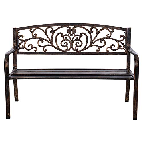 image for Gardeon Garden Bench Seat Outdoor Chair Steel Iron Patio Furniture Lou