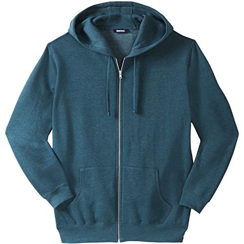 Kingsize Men's Big & Tall Fleece Zip-Front Hoodie - Big - 4Xl, Heather Midnight Teal Multicolored Fleece Jacket #TOP22