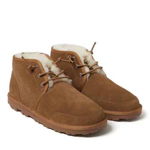 Fireside by Dearfoams Men's Shepparton Shearling Fur Indoor/Outdoor Lace-up Chukka Boot3