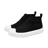 Retro Fashion Skateboard Shoes Men's Women's High-top Casual Trend Shoes, Spring and Autumn Niche Design, Lace-up Mesh for Outdoor, Campus, Walking, Street, Jogging, Travel (Black and White,7)