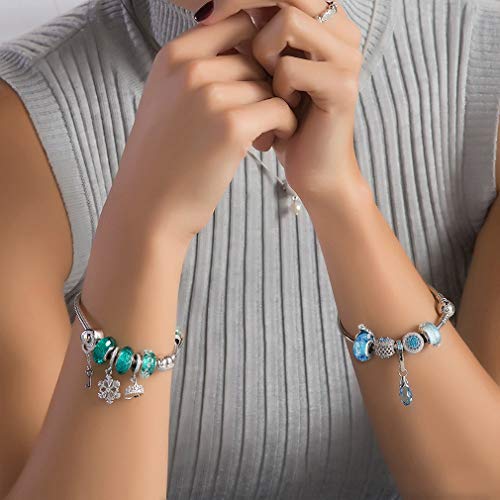 925 Sterling Silver Hawaiian Sea Turtle Charm Dangle Chritmas Holiday Pendants With Blue Murano Glass Travelers Gifts For Women Or Girls Diy European Style Bracelet&Necklace #TOP6