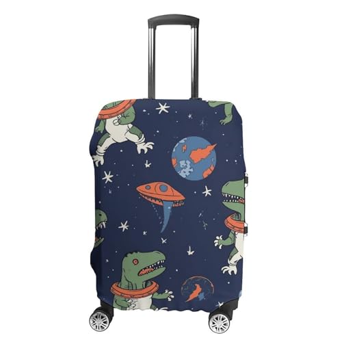 Funny Astronaut Dinosaur Rocket Printed Luggage Cover Protector, Fits 18-32 Inch Luggage
