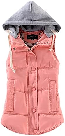 NDVYXX Classic Vest Women Office Fall Tanks With Cap Loose Fitting Coats Solid Polyester Hood Comfy Pocket Coats for Women Pink