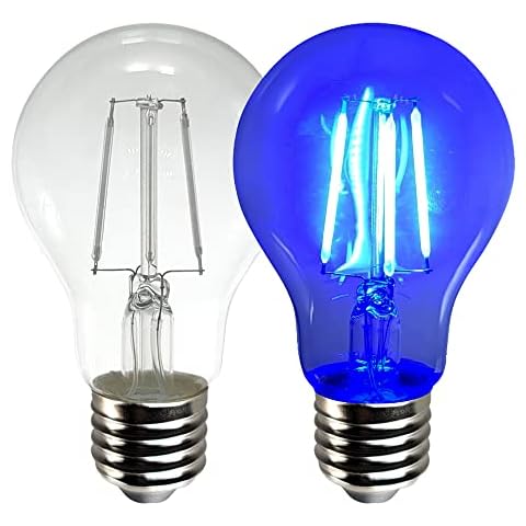 AmeriLuck Cobalt Blue Colored LED Filament A19 Light Bulbs, 40W Equivalent (4W), E26 Medium Base (Blue, 2 Pack) Cover