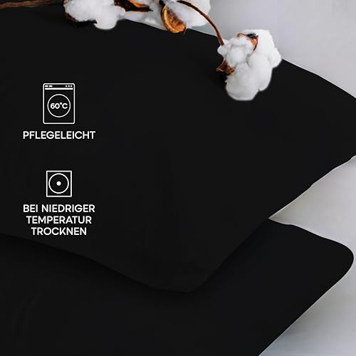 Twinzen - Kissenbezug 80x80cm - 2er Set - 100% Baumwolle - Schwarz – Ansicht 6