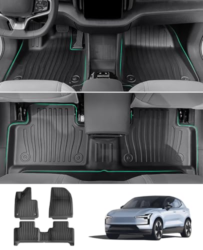 GAFAT Compatible con Volvo EX30 2024 2025 Alfombrillas Delanteras, Volvo EX30 2024 Alfombras de Goma TPE para Todo Tipo de Climas, Originales EX30 Accesorios, Escaneadas 3D, Borde Alto 5-7 CM
