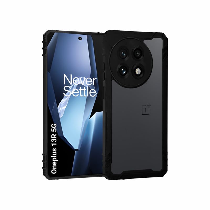 Image of AIBEX Crystal Clear Back Cover Case for OnePlus 13R 5G | Shockproof Transparent Case | 360 Protection | Non-Yellowing Back | Slim Fit with Black Bumper | PC & TPU Material