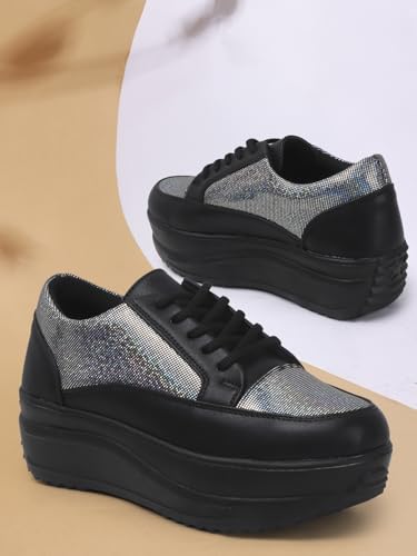 Image of Vendoz Women Casual Wedding I Glittery Embellished Sneakers I Comfortable and Stylish I Lightweight Stylish Shoes for Girls CNV4044