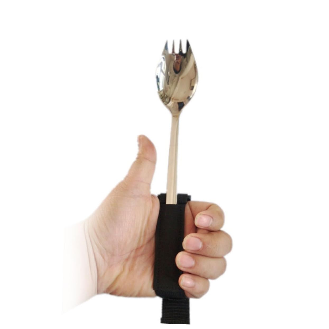 Utensilio para Comer Antideslizante para Adultos Mayores, Cuchara y Tenedor de Acero Inoxidable y Nylon, Ligero y Fácil de Agarrar para Personas Discapacidad
