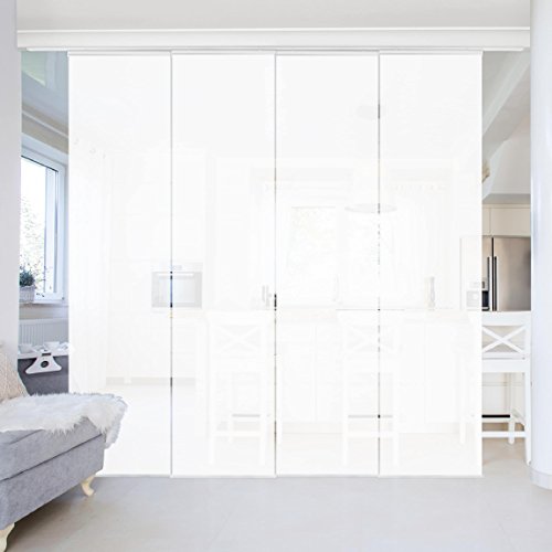 micasia Schiebegardine halbtransparent 60er Paneel Klett Einfarbig Textil lichtdurchlässig - Unifarbe Modern Flächenvorhang Wohnzimmer Schlafzimmer 1557 (240x250 cm - 4er Set)