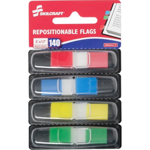 Adhesivo reposicionable SKILCRAFT de varios colores en pack de 4 banderas