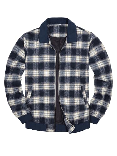 HOTake Men's Zip Up Quilted Lined Flannel Jacket with Corduroy Collar